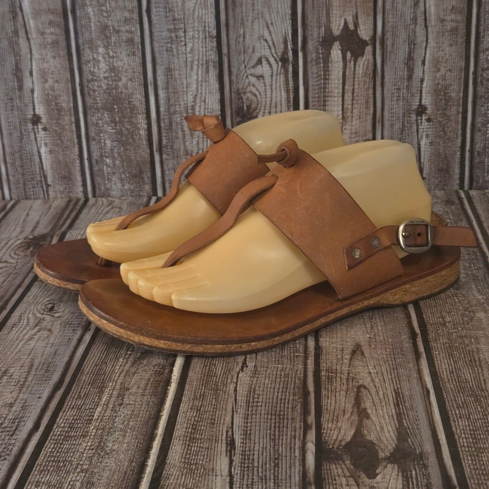 Sz 41 / 10.5‎ Womens Rag & Bone Knotted Tan Brown Leather Thong Flat Sandals